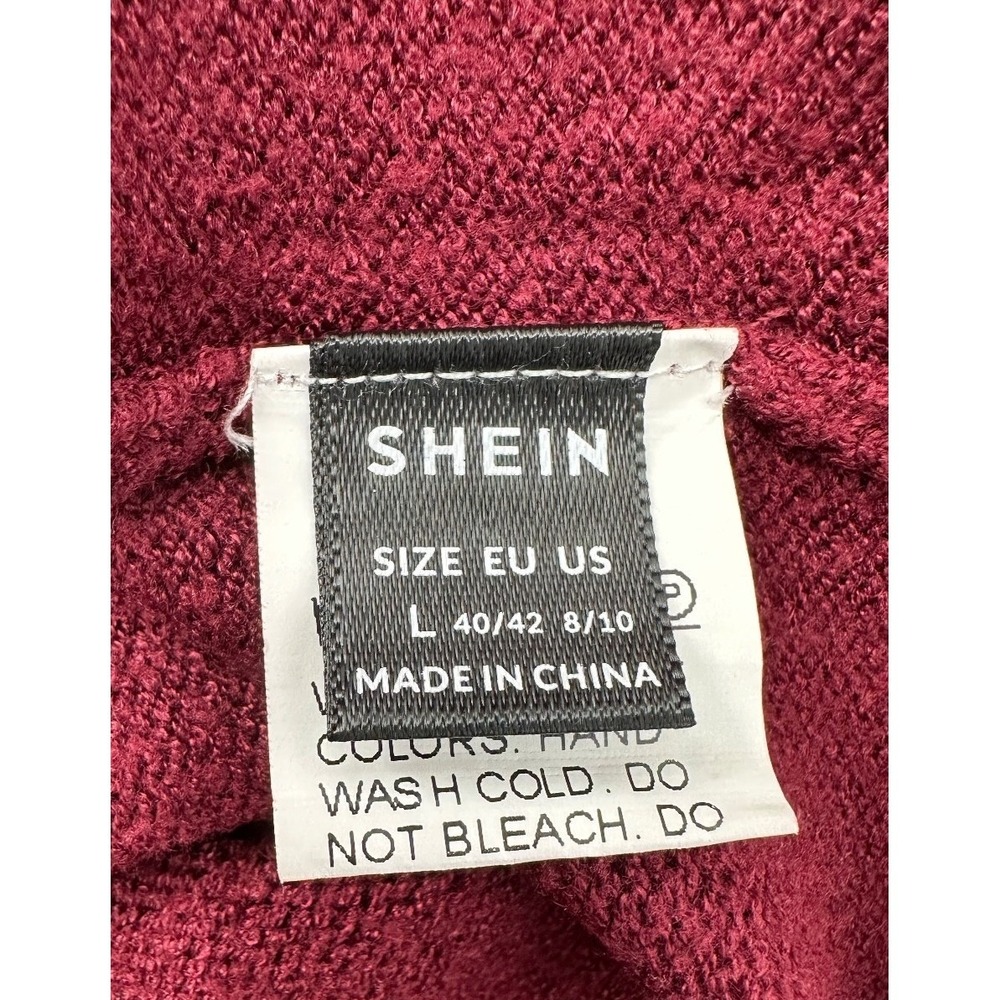 SHEIN Knit Sweater Dress Boatneck Dolman Sleeve Cranberry Red Midi Women's Large - Picture 4 of 10